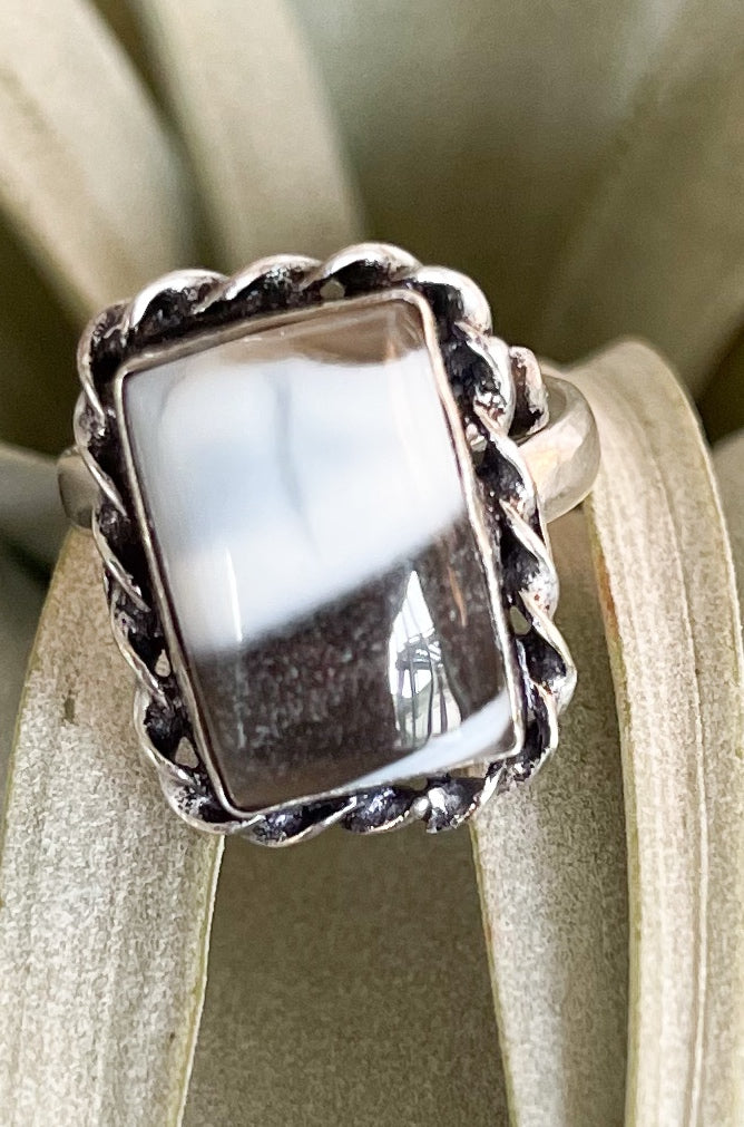 Blue Gemstone Adjustable Sterling Silver Plated Ring