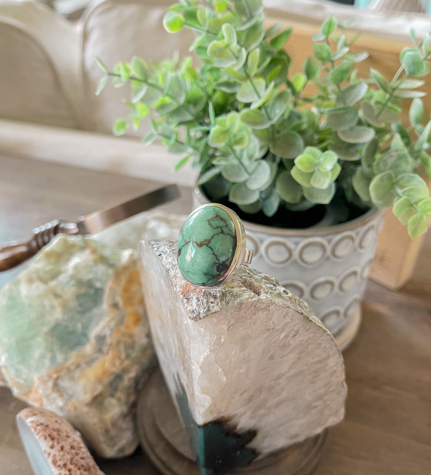 Large Oval Turquoise Sterling Silver Ring