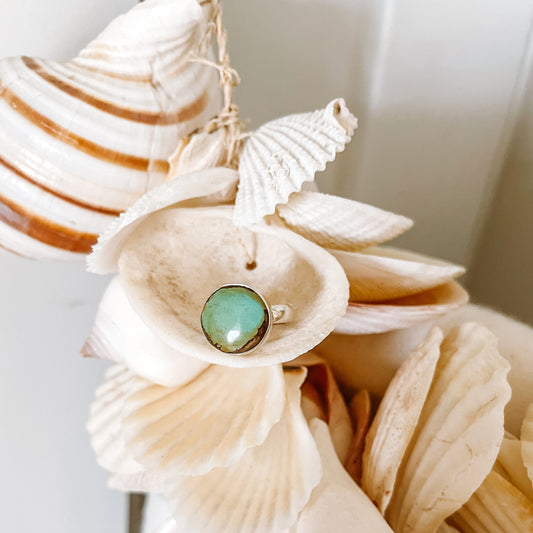 Brown Edged Turquoise Sterling Silver Ring