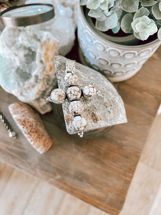 Wild Horse Jasper Sterling Silver Cross Necklace Pendant