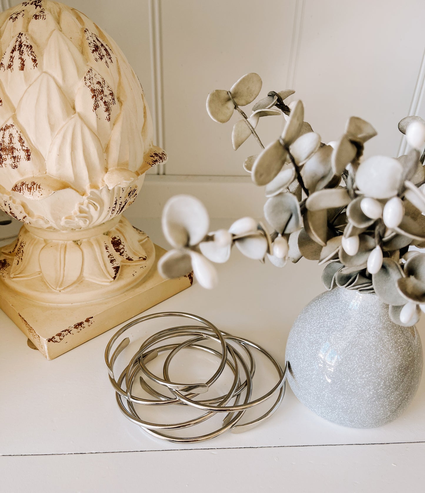 5pc set - Adjustable Silver Cuff Bangles