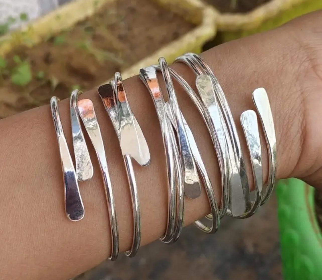 5pc set - Adjustable Silver Cuff Bangles