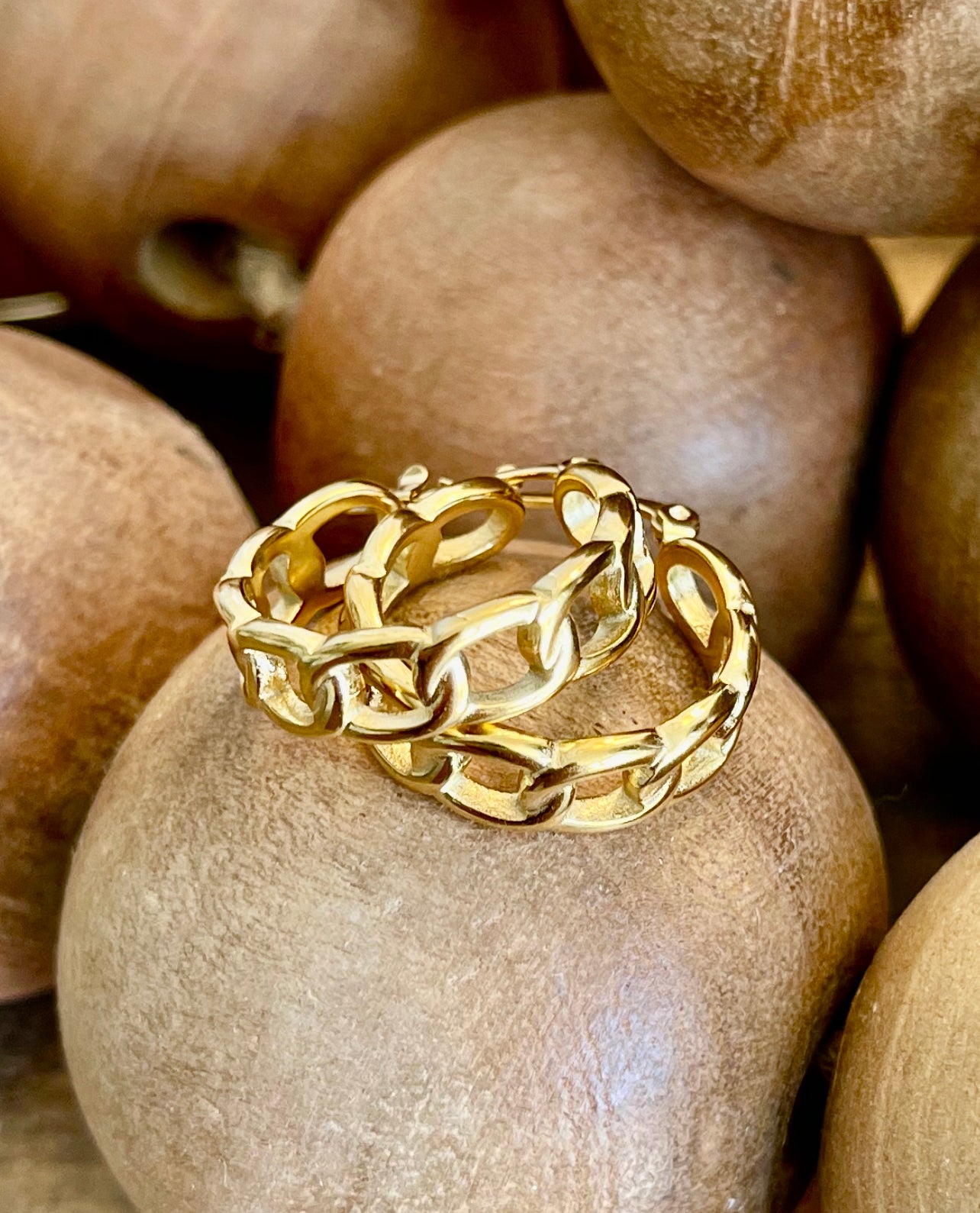 Stainless Steel 18K Gold Plated Chain Hoop Earrings