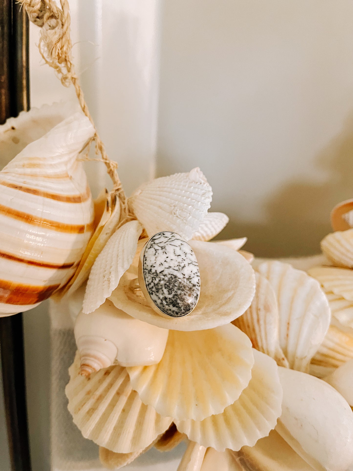 Dendrite Opal Sterling Silver Plated Ring