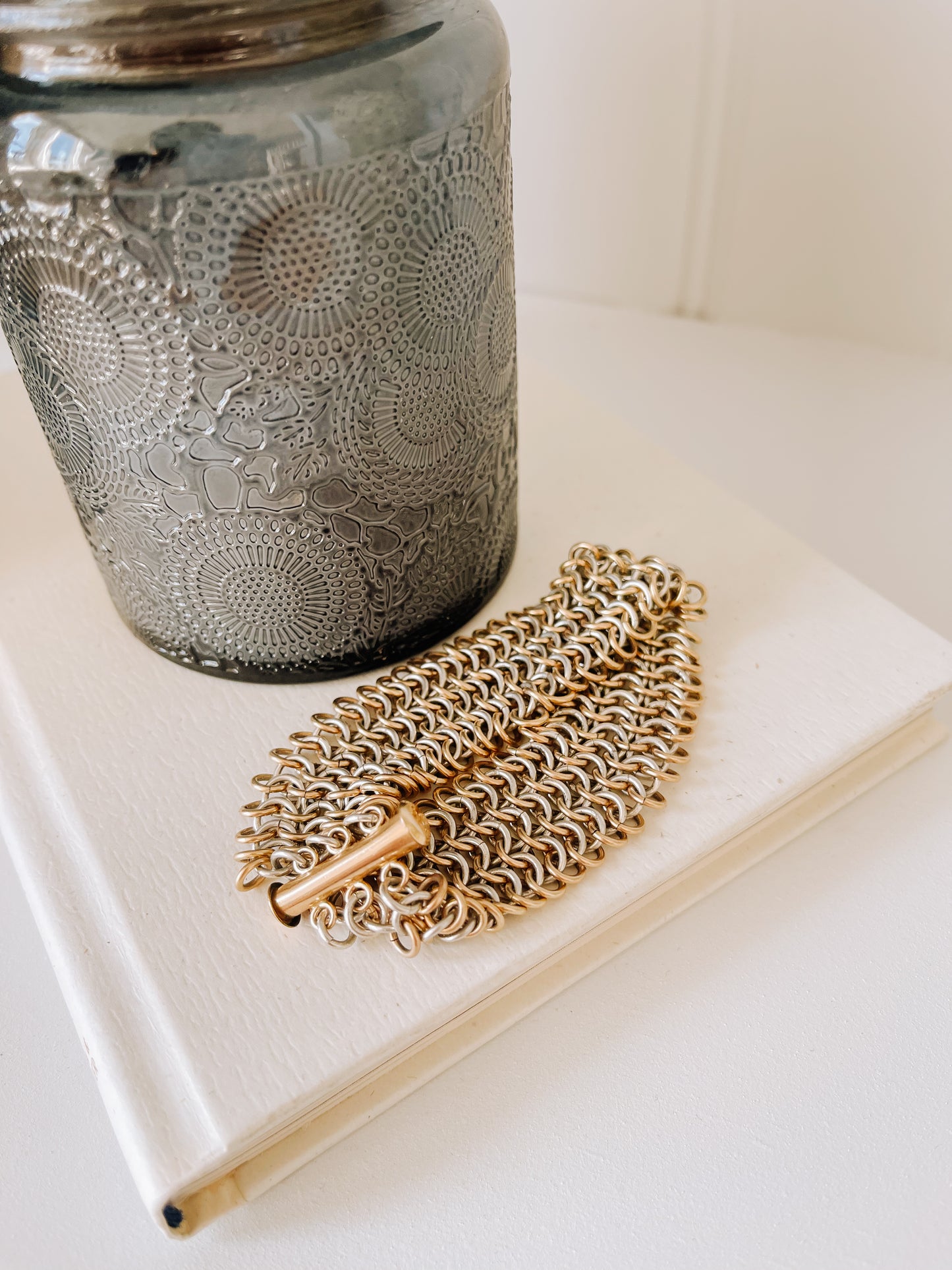 Antique Flat Chain Maille Honeycomb Bracelet