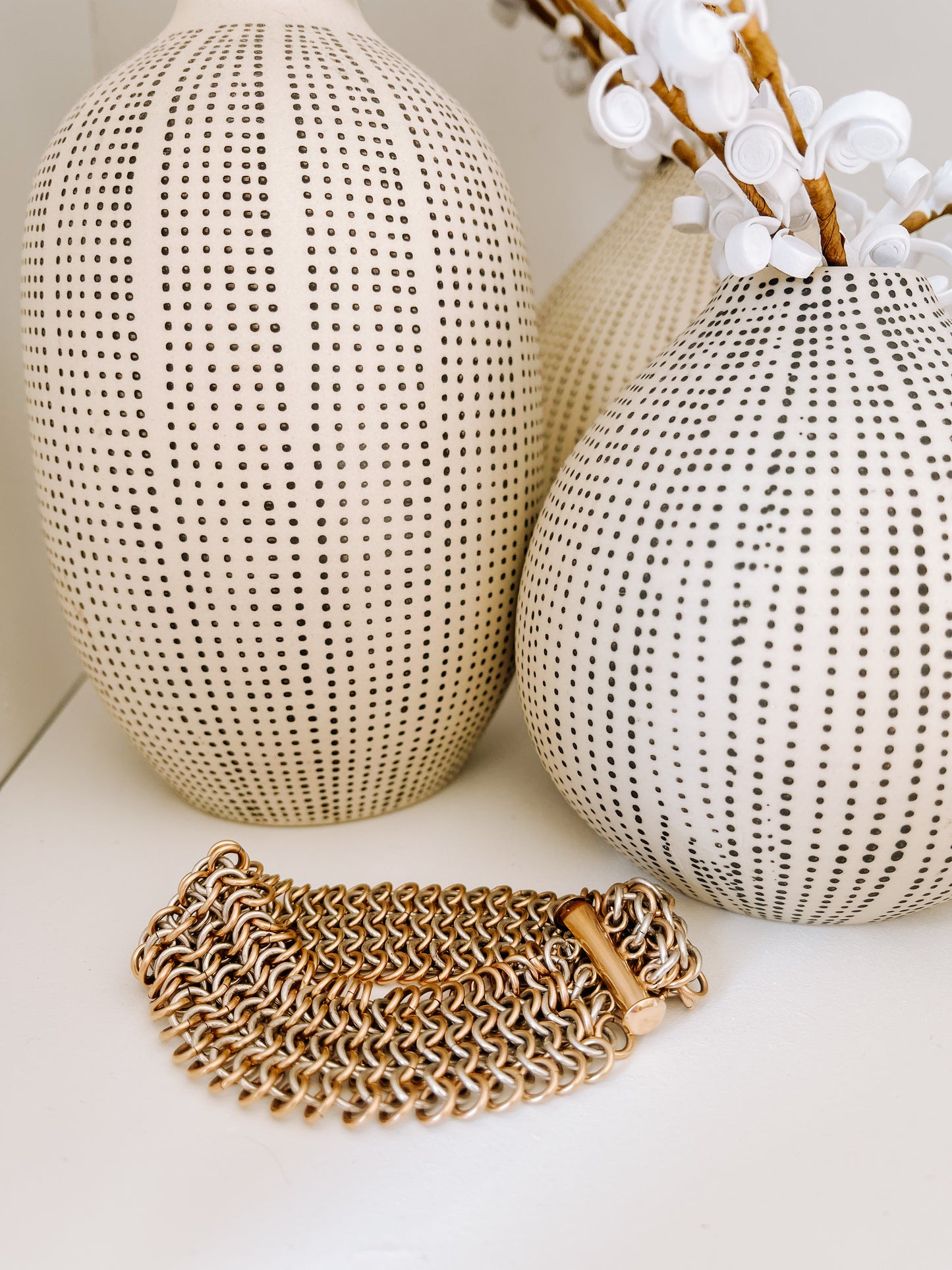 Antique Flat Chain Maille Honeycomb Bracelet