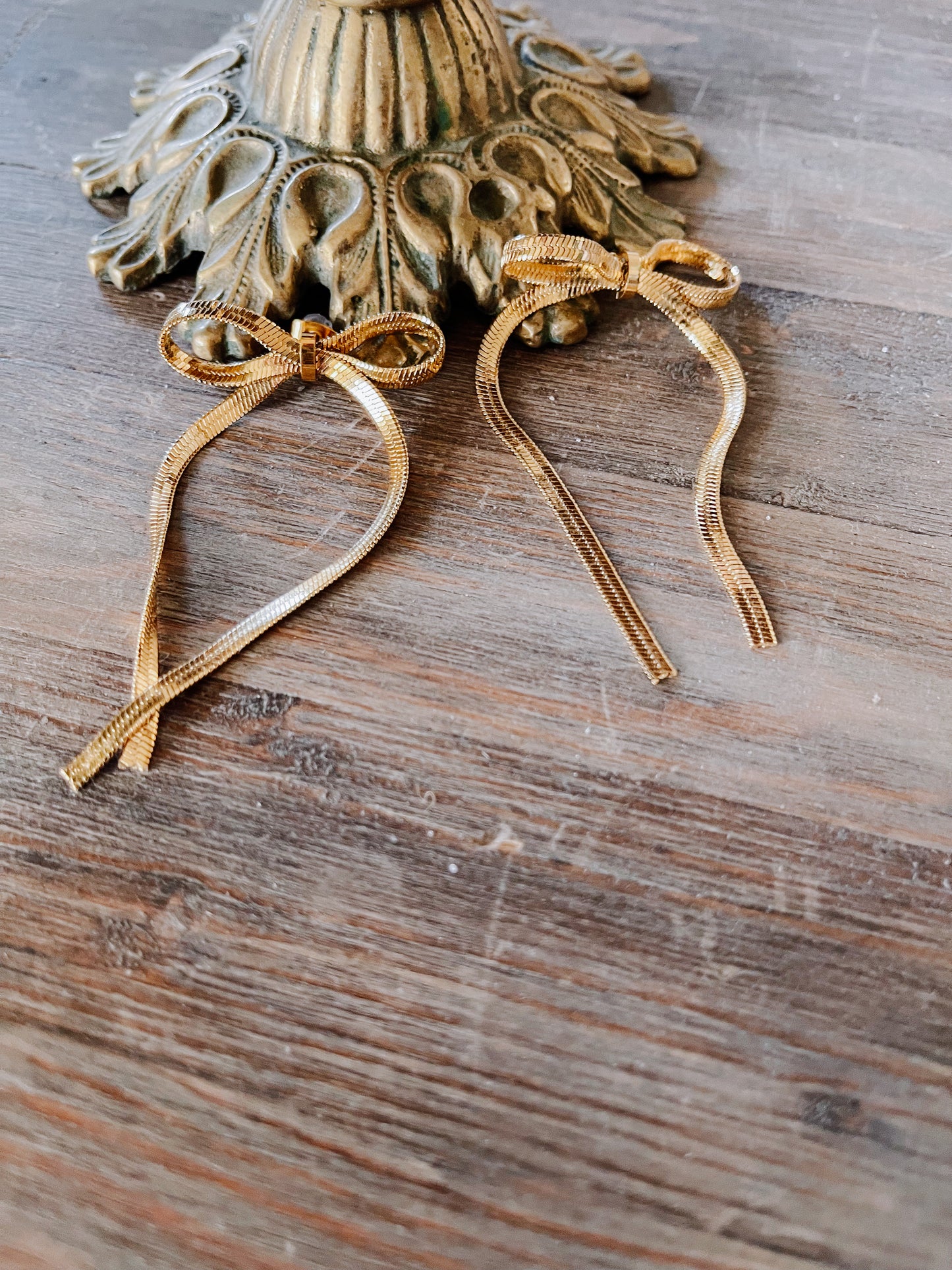 Stainless Steel 18K Gold Plated Bow Earrings