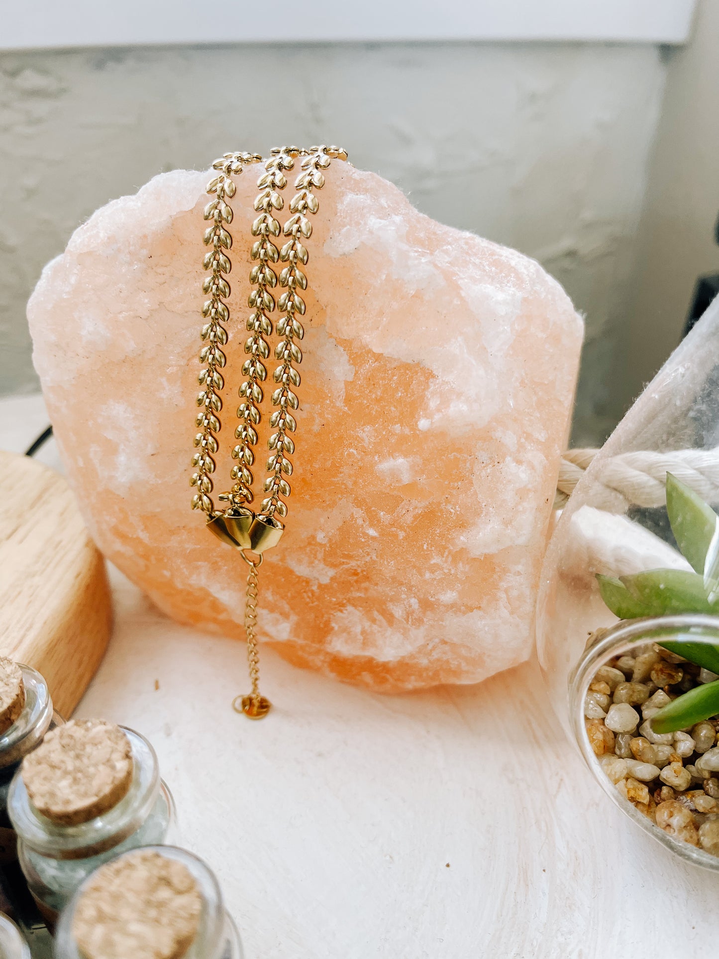 Gold Stainless Steel Braided Wheat Bracelet