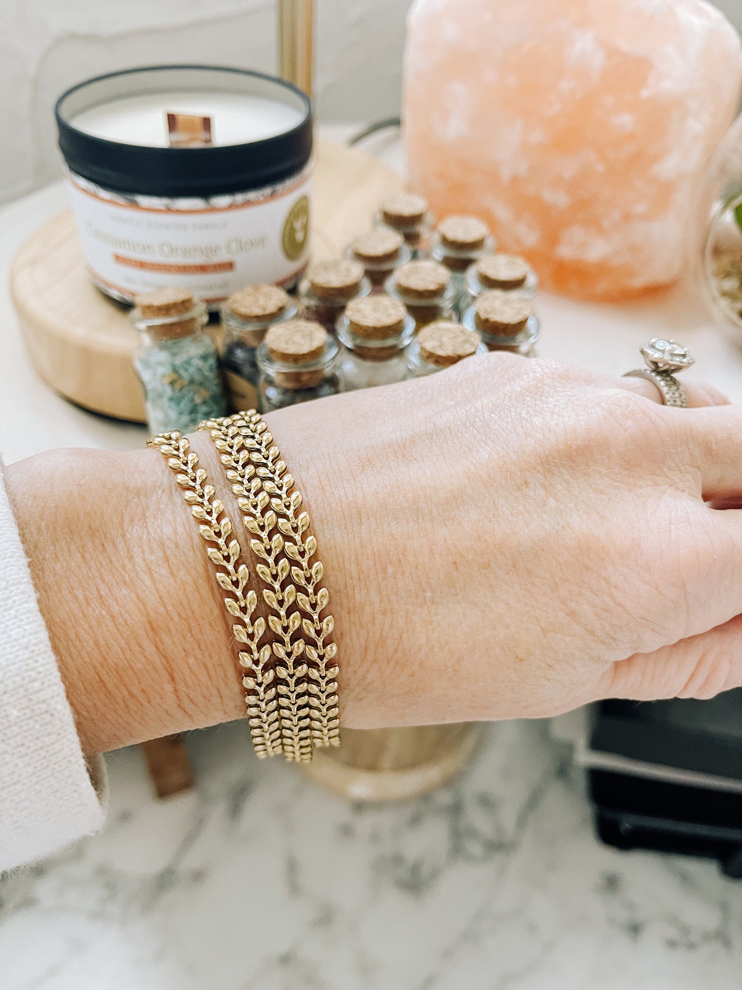 Gold Stainless Steel Braided Wheat Bracelet