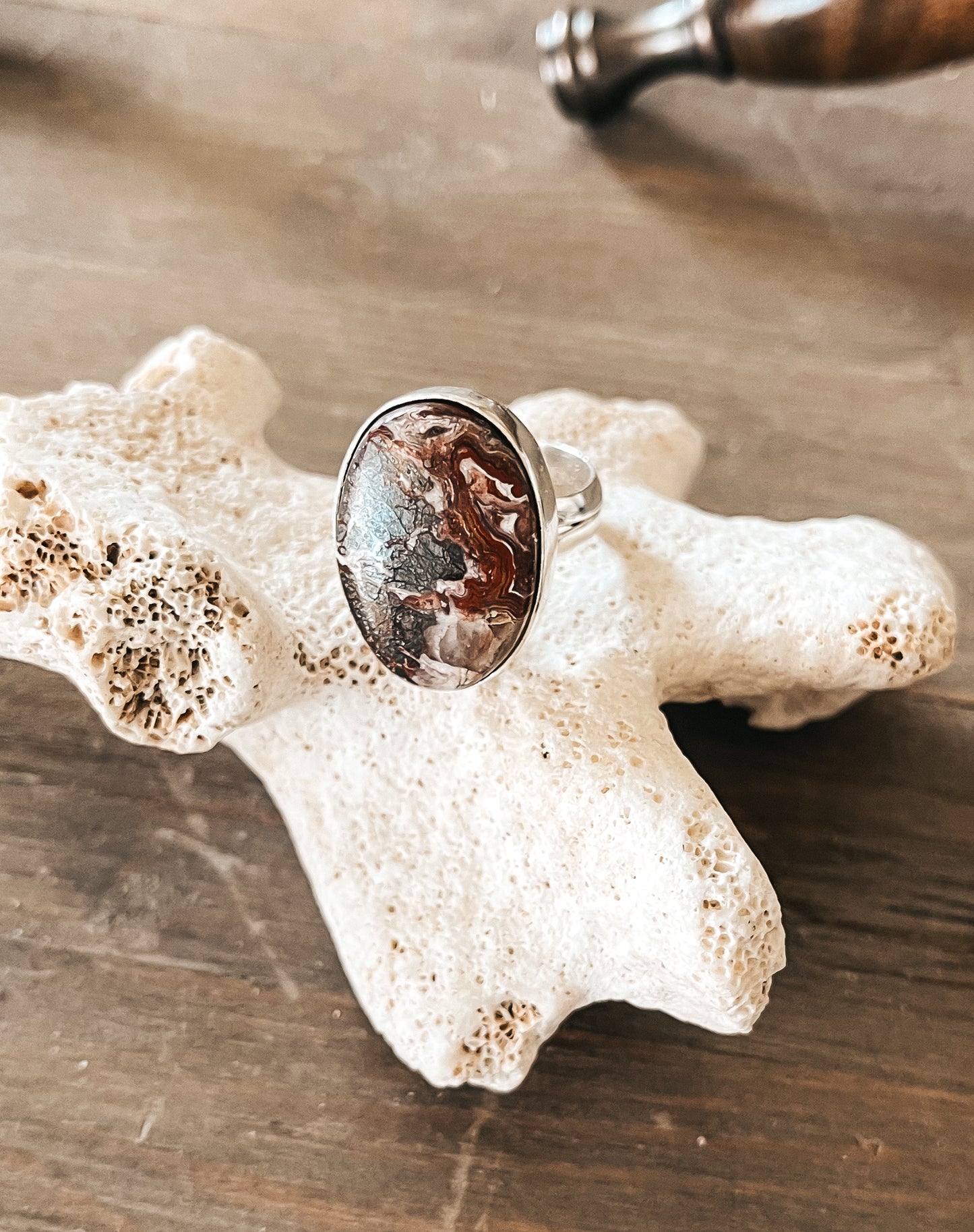 Sterling Silver Lace Agate Ring