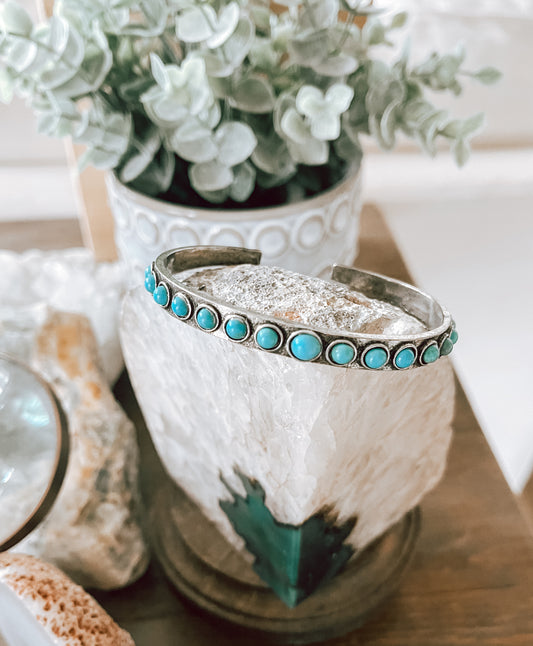 Turquoise Row Cuff Bracelet
