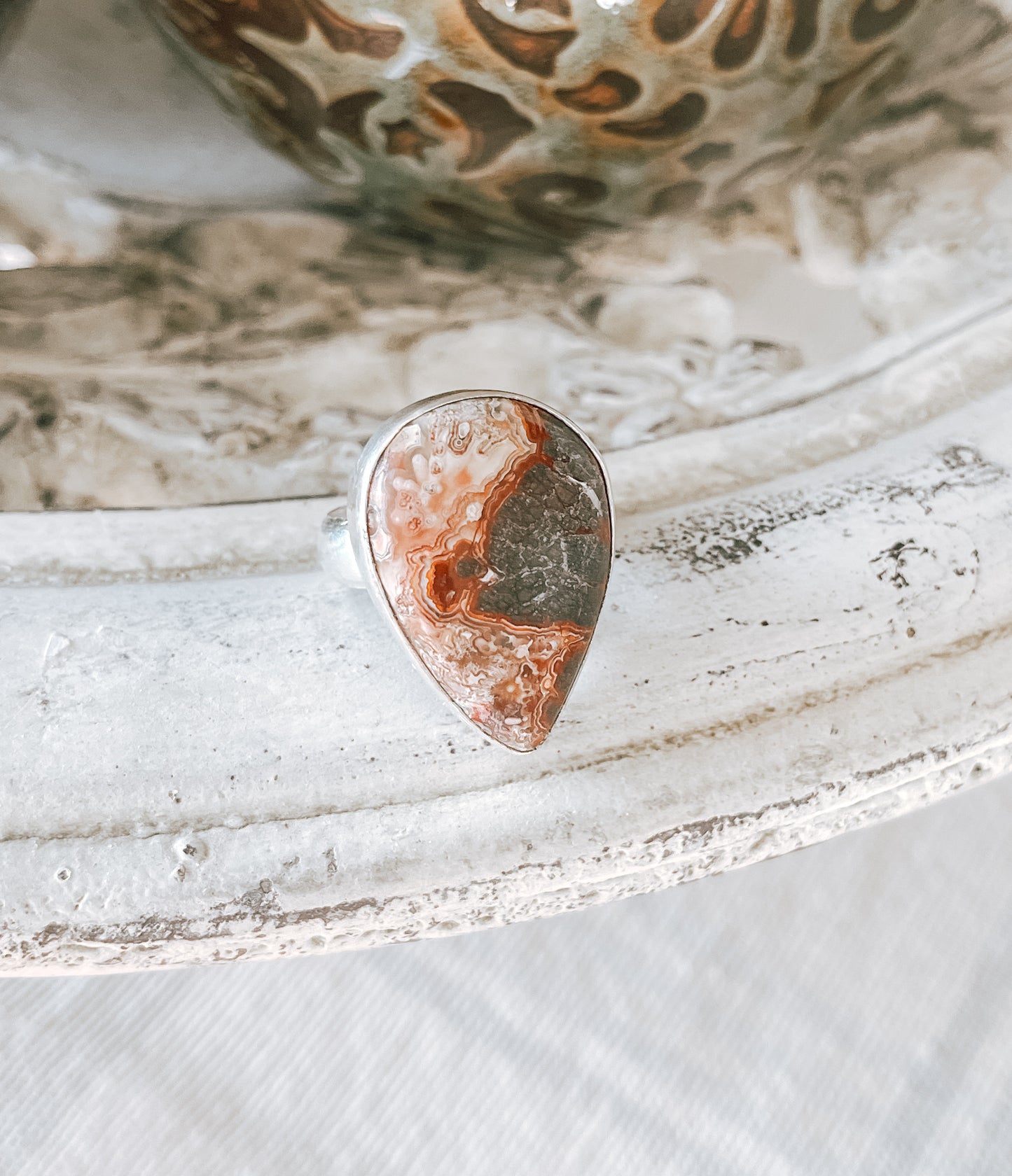 Crazy Lace Agate Sterling Silver Ring