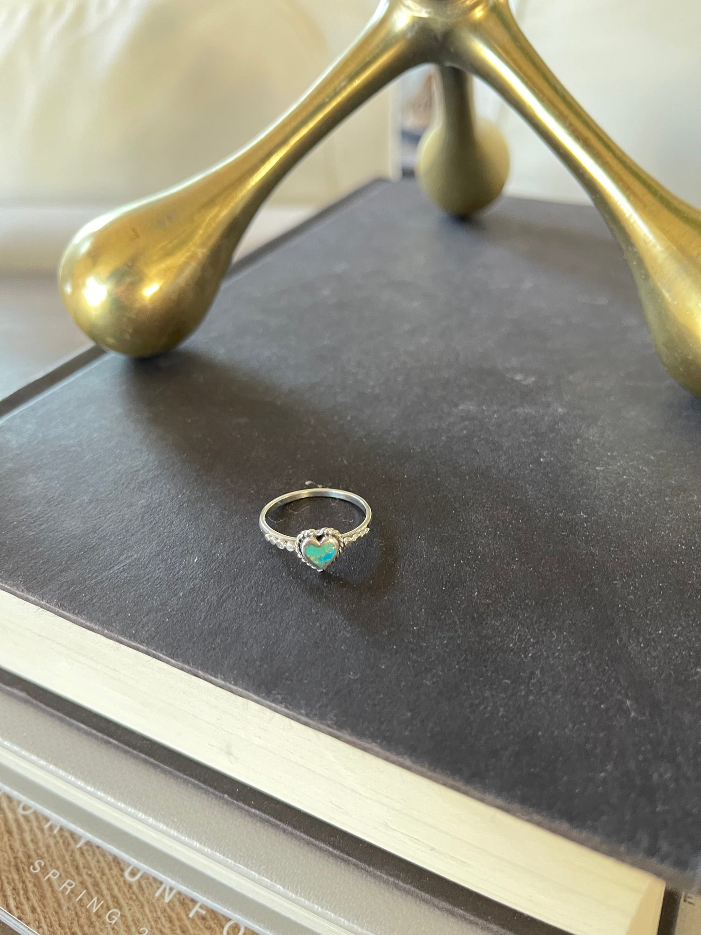 Mini Turquoise Heart Sterling Silver Ring