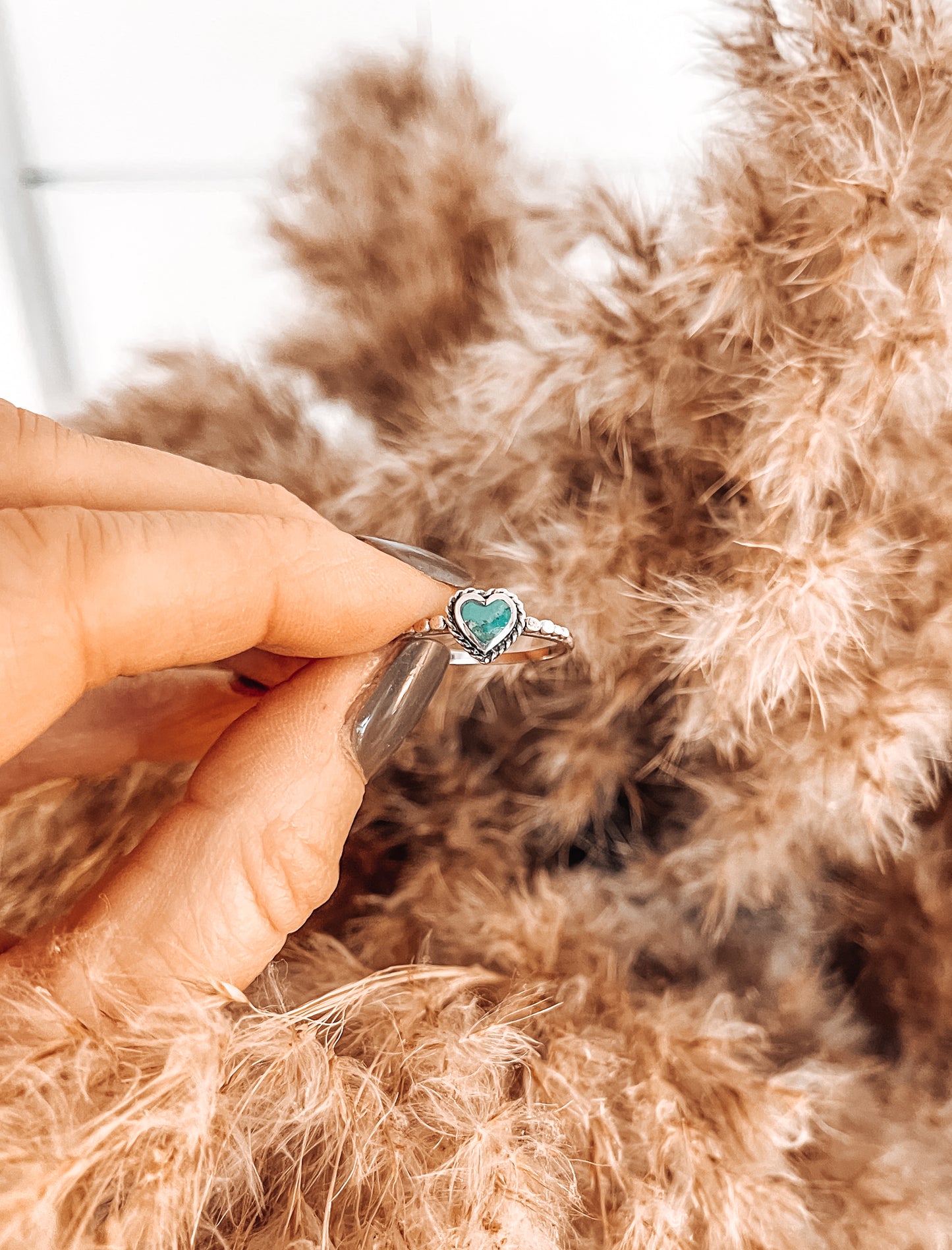 Mini Turquoise Heart Sterling Silver Ring