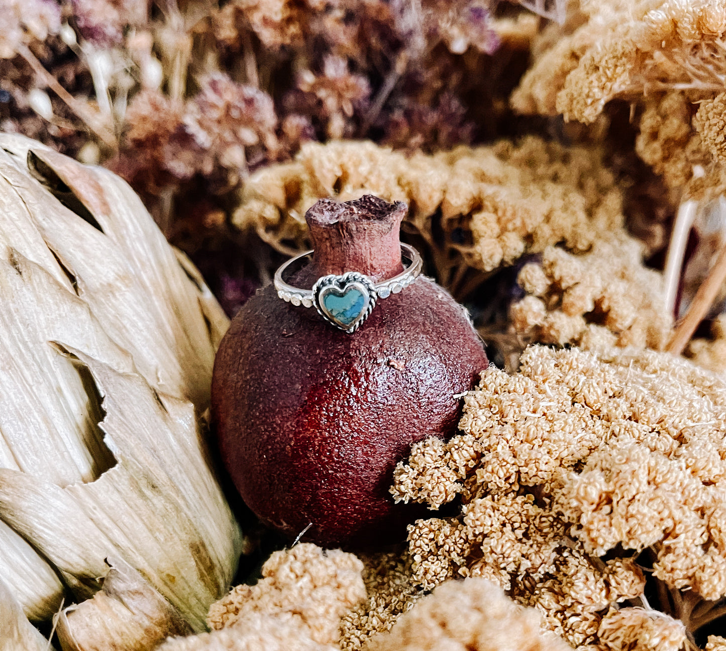 Mini Turquoise Heart Sterling Silver Ring