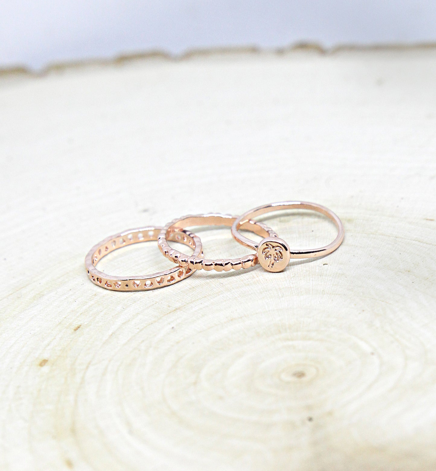 3 piece Rose Gold Ring Set