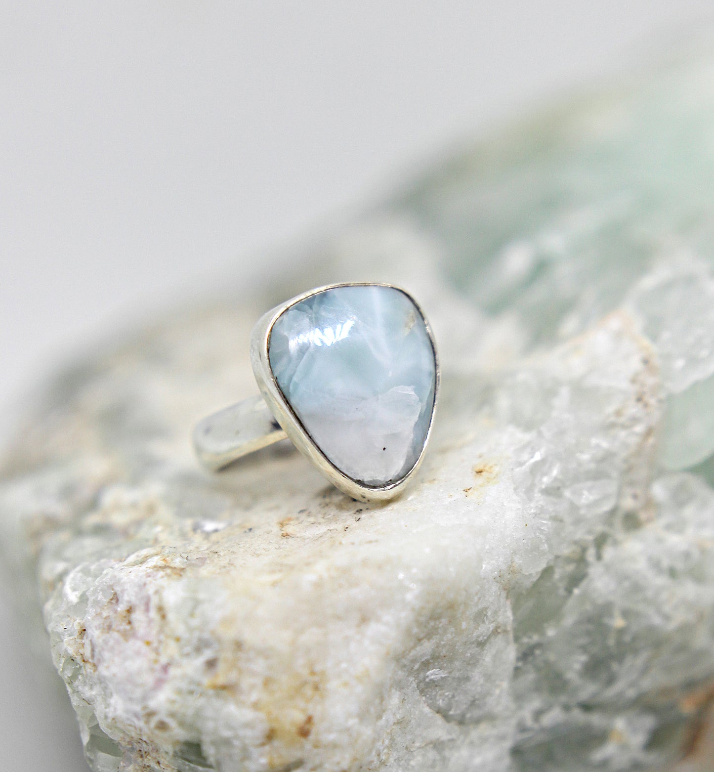 Larimar Stone Sterling Silver Ring