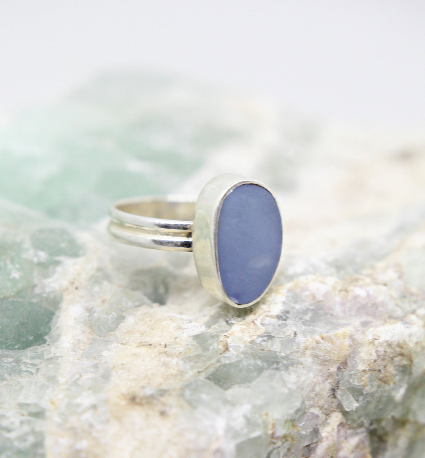 Sterling Silver Blue Chalcendony Ring
