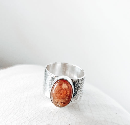 Orange Sunstone Sterling silver Ring