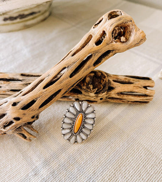 White Pine Stone Adjustable Ring