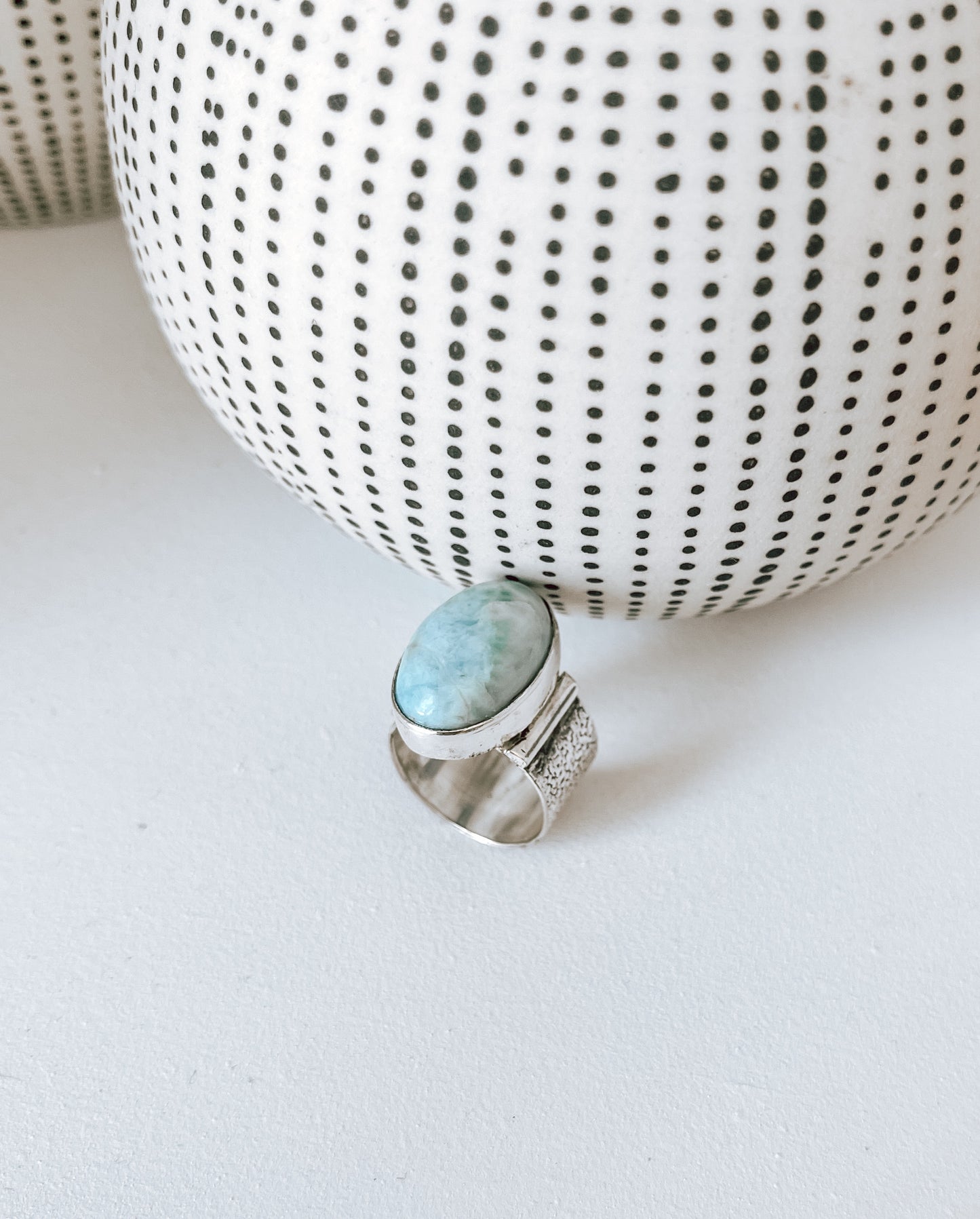 Sterling Silver Larimar Pinky or Midi Ring