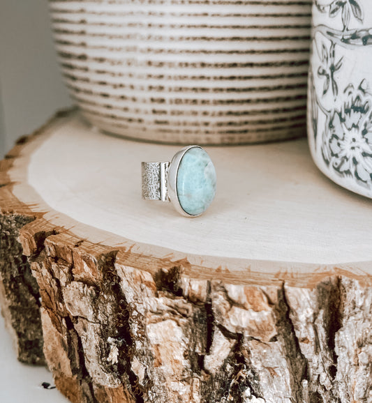 Sterling Silver Larimar Pinky or Midi Ring