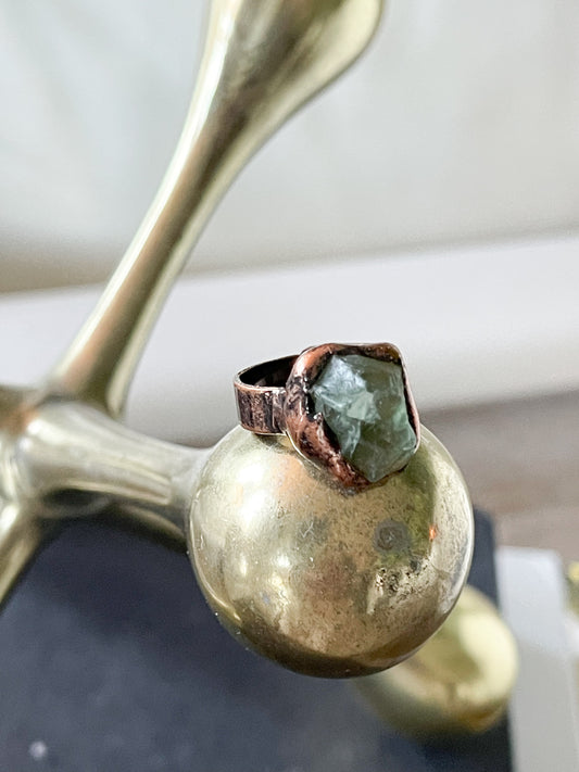 Fluorite Stone Bronze Adjustable Ring