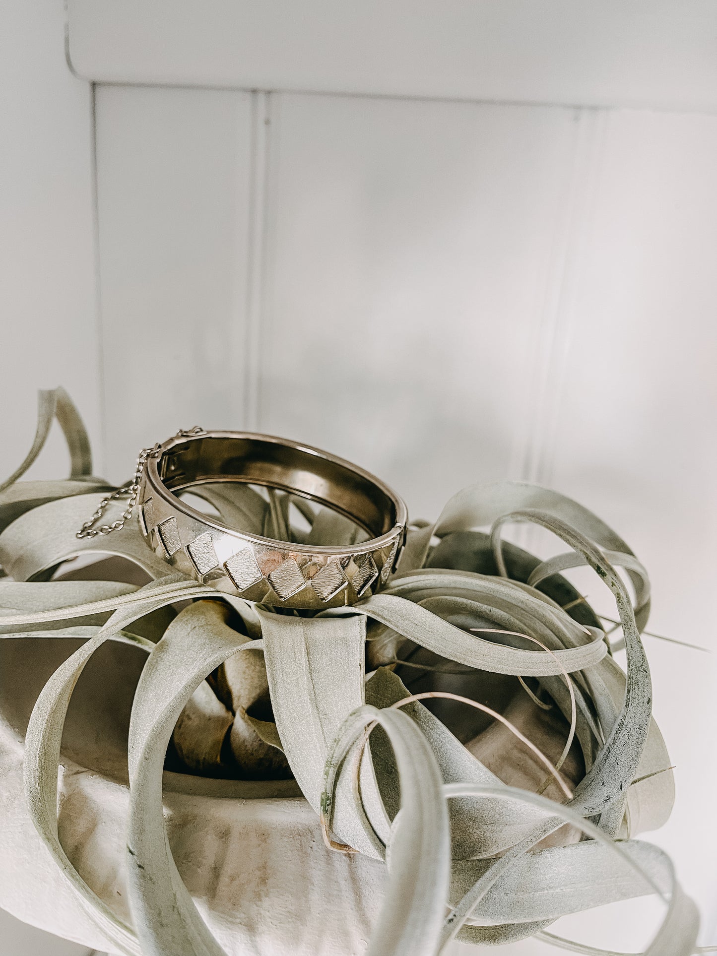 Geometric Shape Silver Bangle