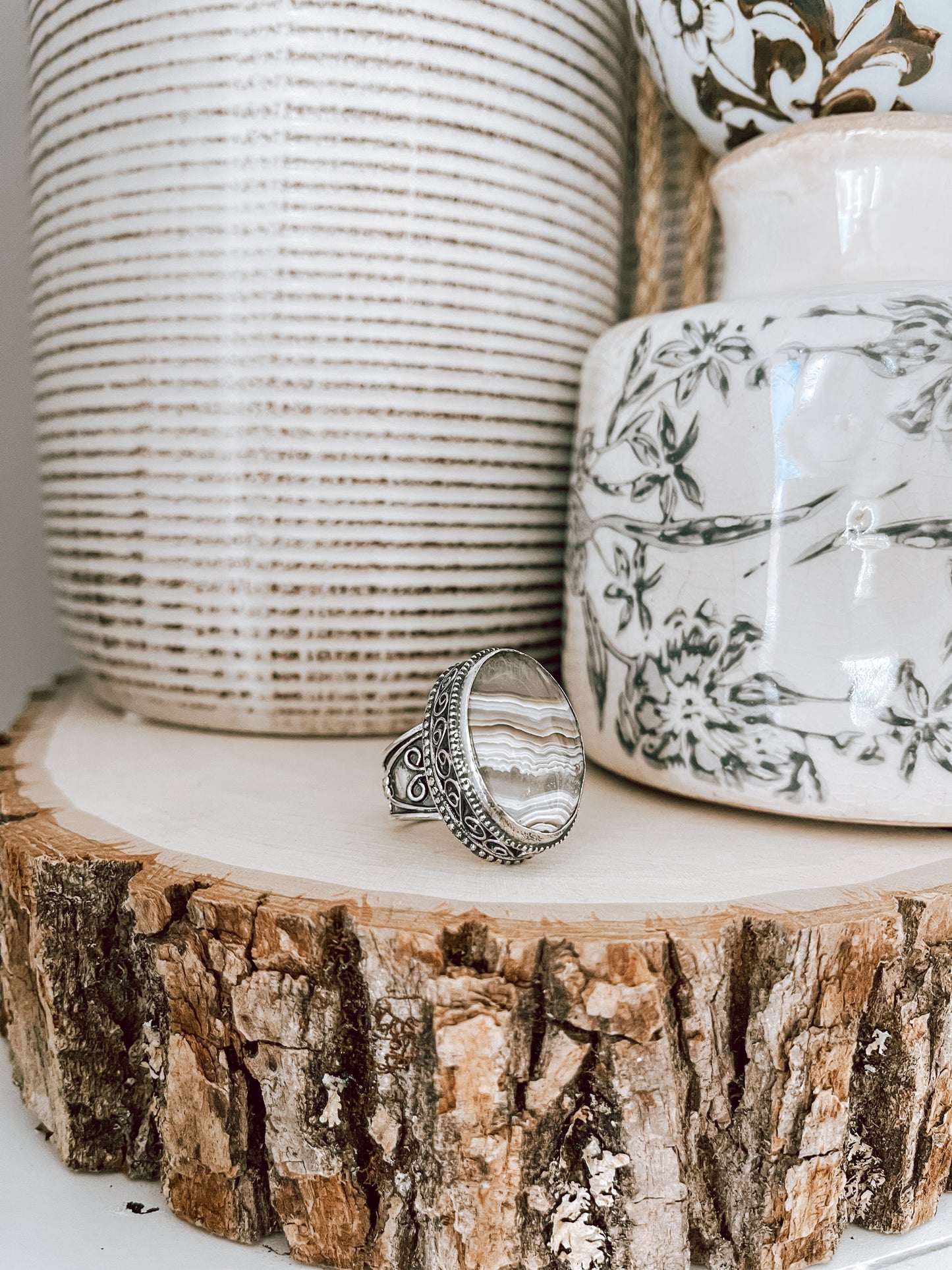 Sterling Silver Crazy Lace Agate Ring