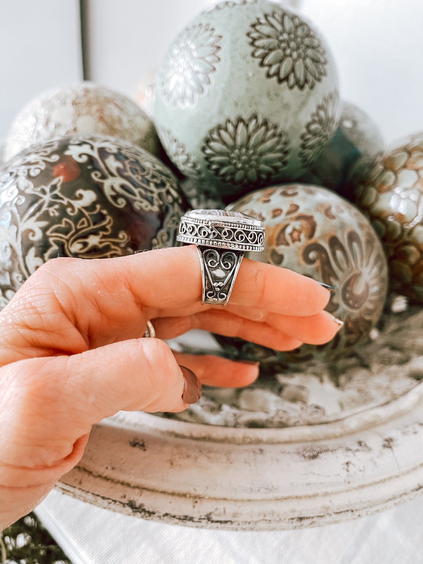 Sterling Silver Crazy Lace Agate Ring