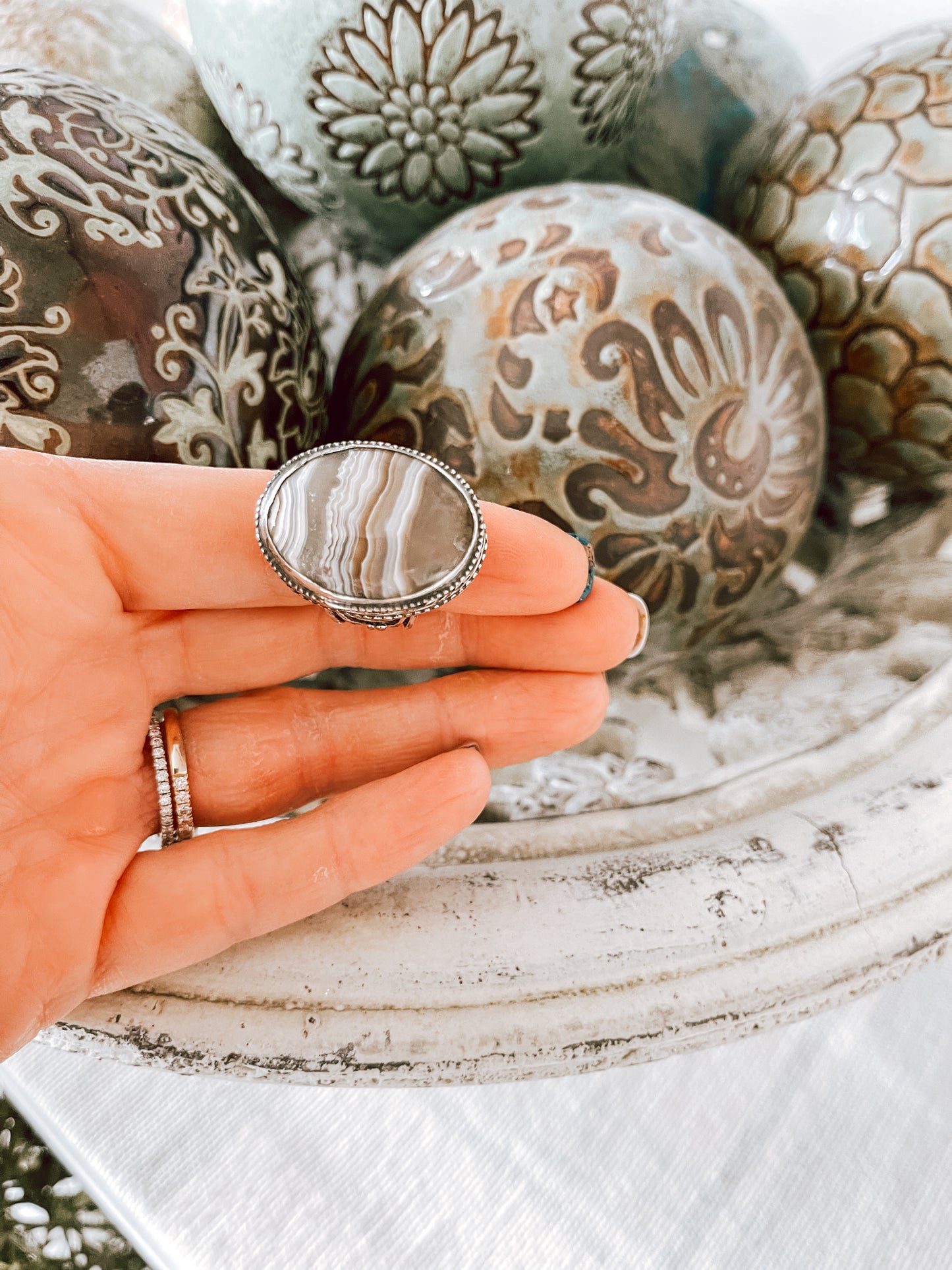 Sterling Silver Crazy Lace Agate Ring