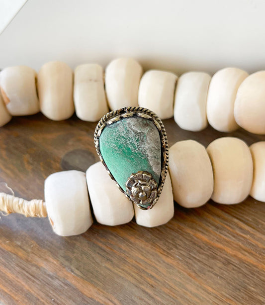 Turquoise German Silver Adjustable Ring