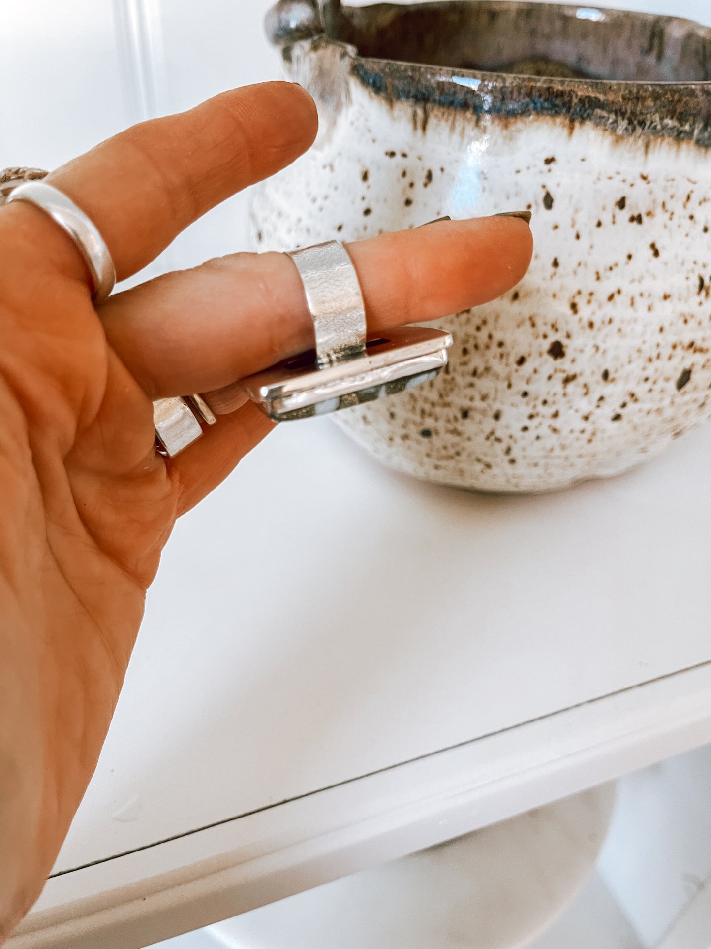 Copper Larmimar Rectangle Sterling Silver Ring