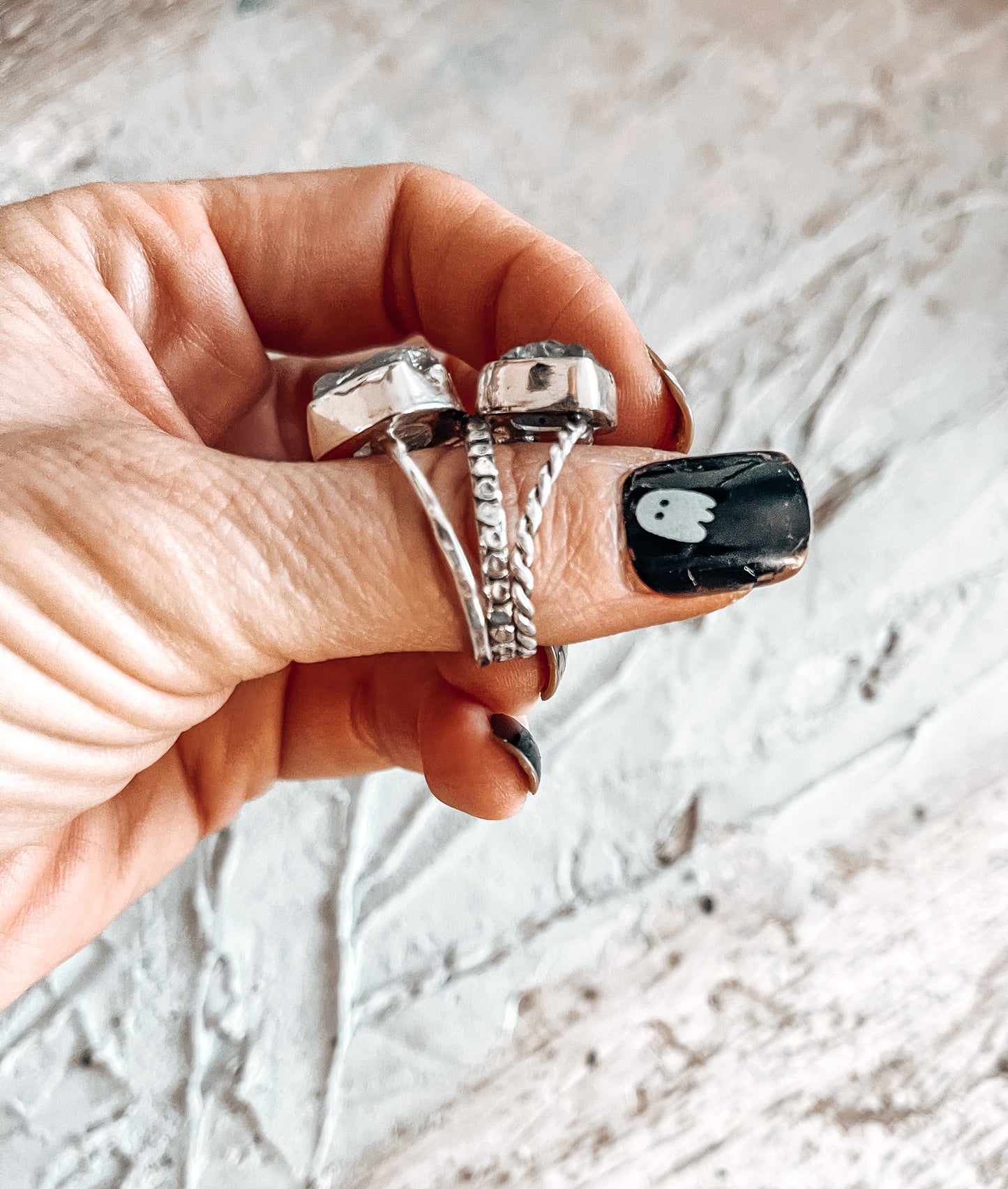 Triple Aquamarine Sterling Silver Ring