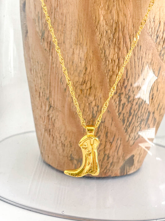 Gold Cowboy Boot Necklace