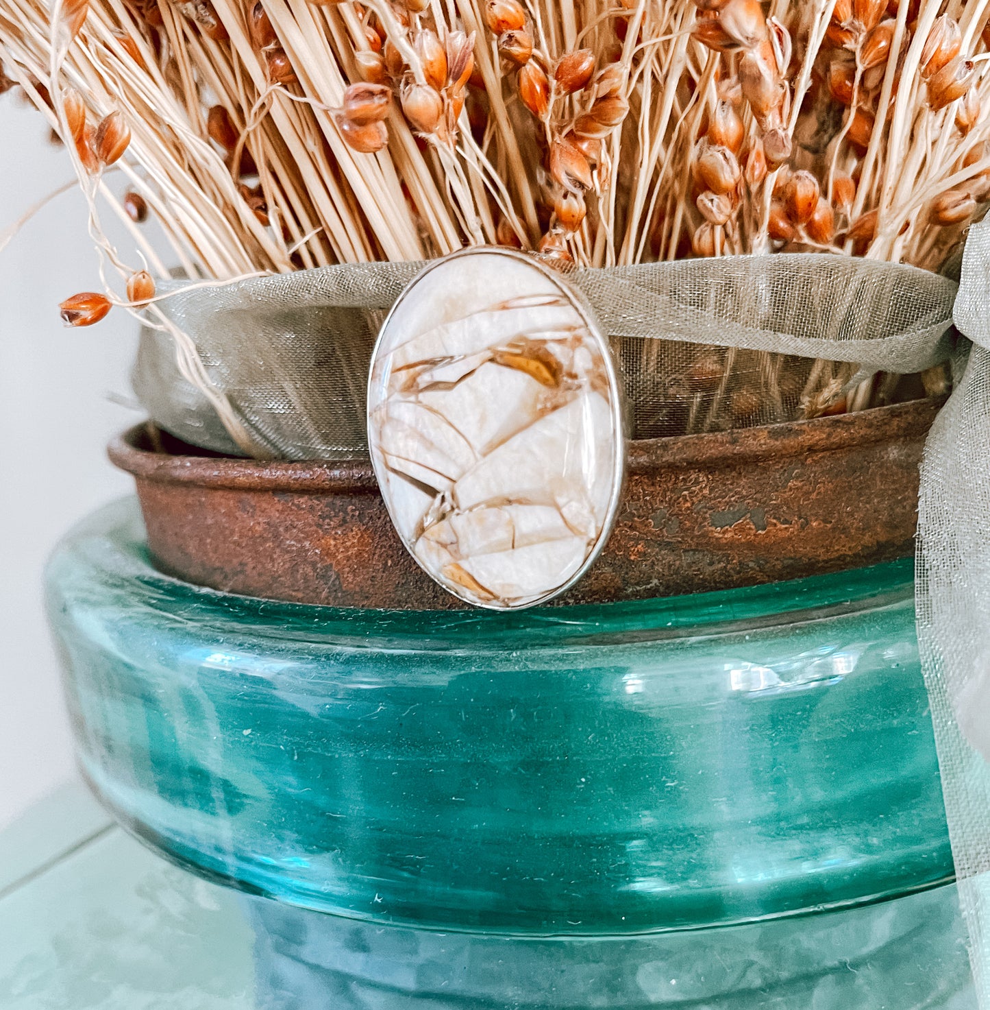 Sterling Silver Natural Stone Ring