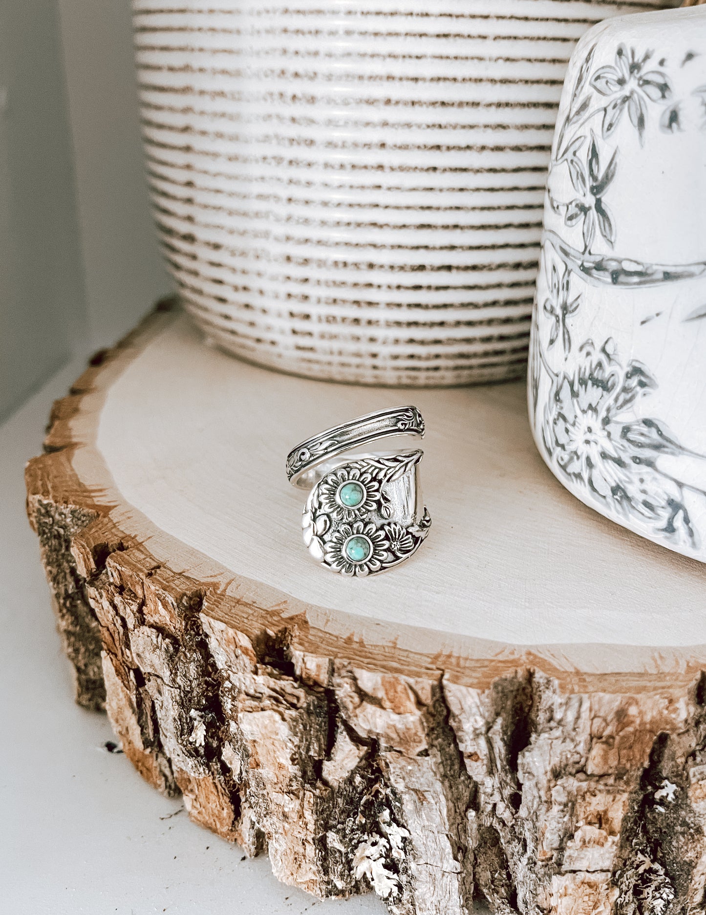 Sterling Silver Spoon Ring with Turquoise