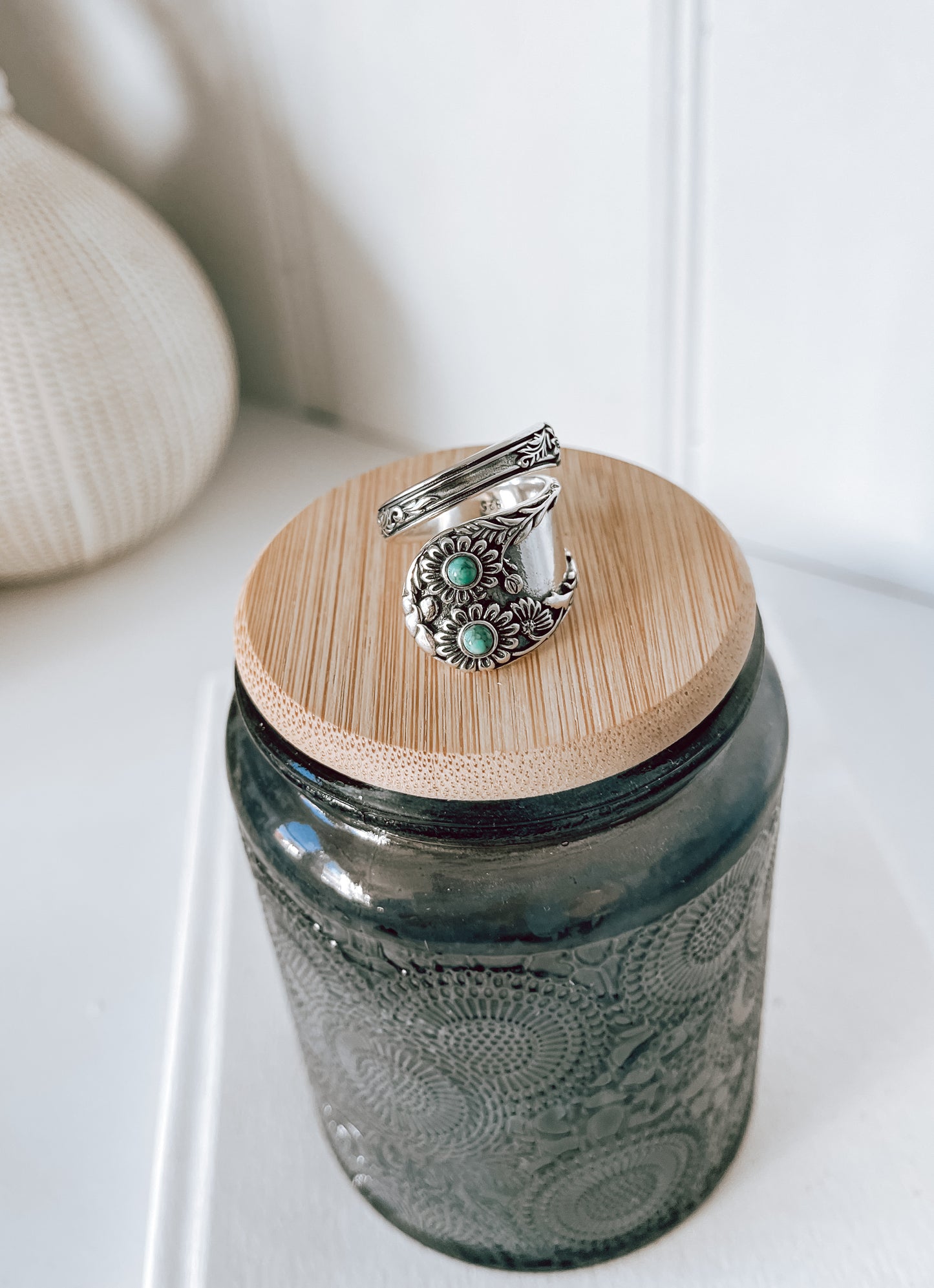 Sterling Silver Spoon Ring with Turquoise