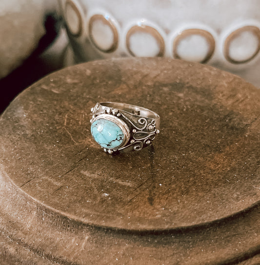 Turquoise Bali Sterling Silver Ring