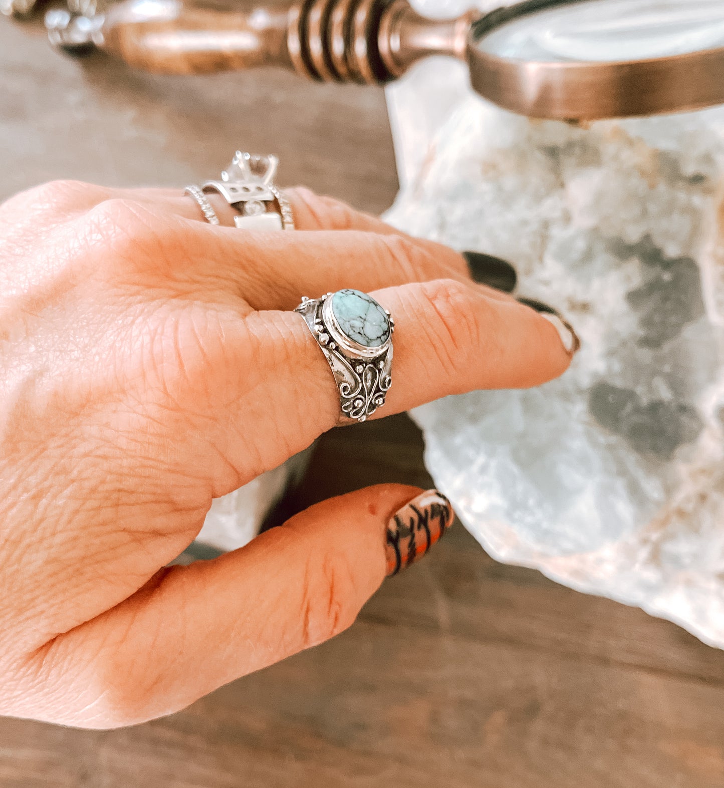 Turquoise Bali Sterling Silver Ring