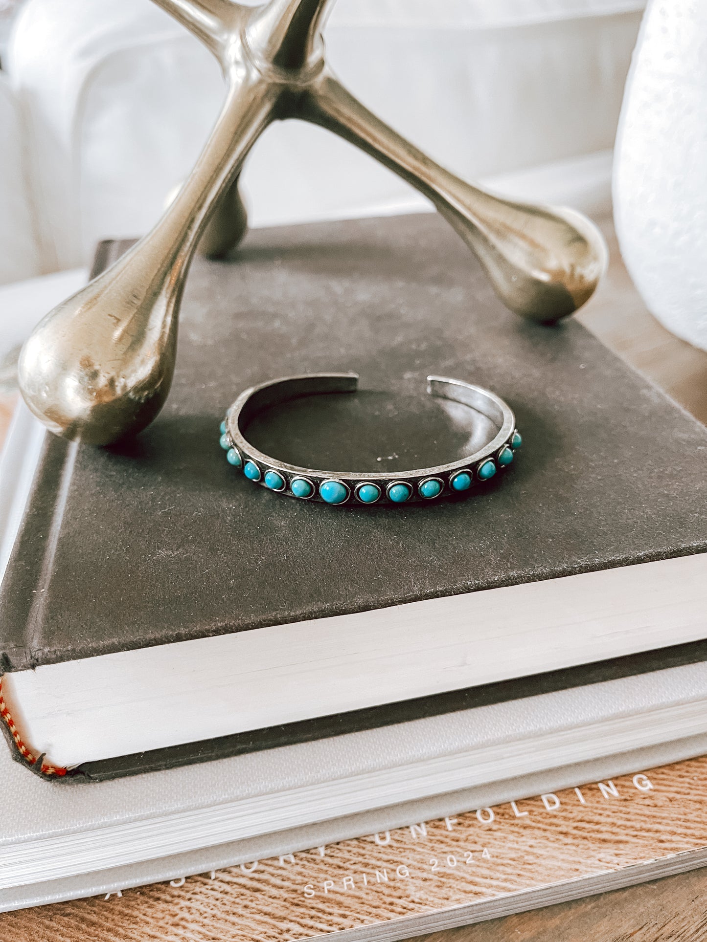 Turquoise Row Cuff Bracelet