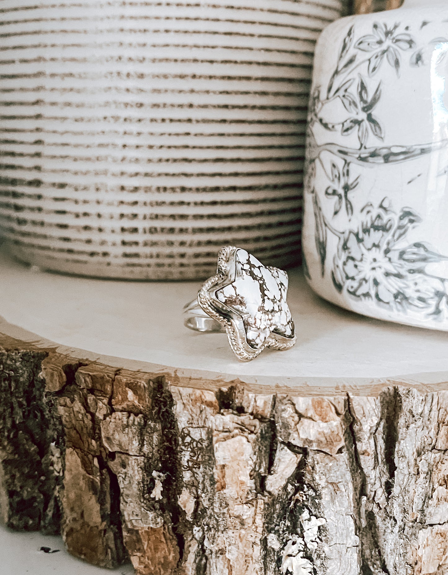 Wild Horse Jasper Star Sterling Silver Ring