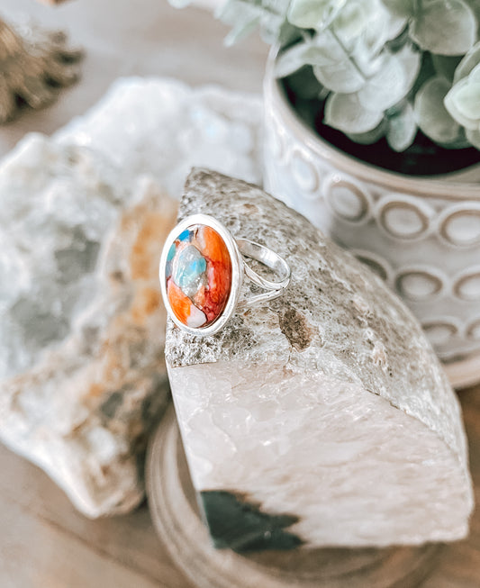 Oyster Copper Turquoise Sterling Silver Ring