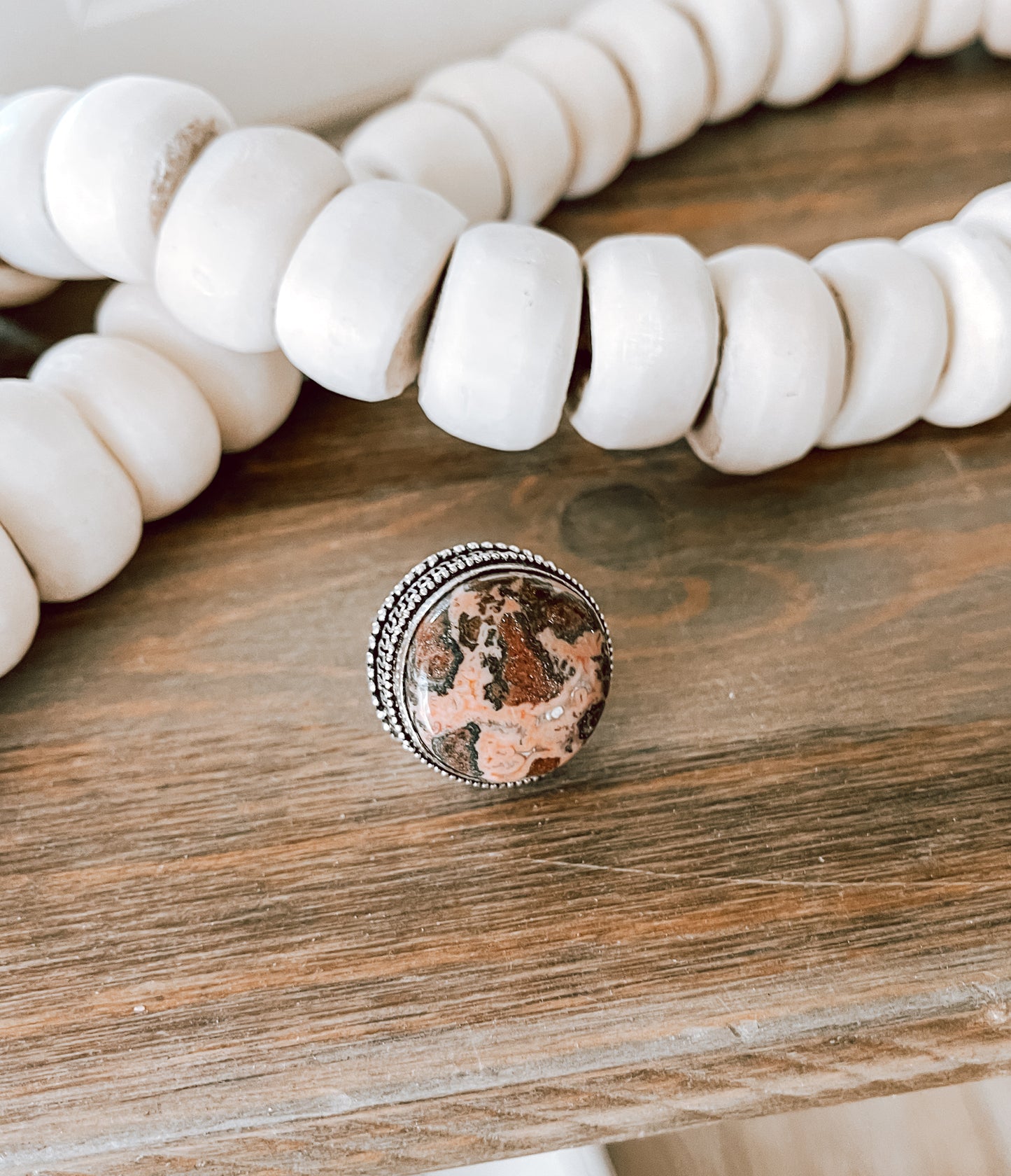 Leopard Skin Jasper Sterling Silver Plated Ring