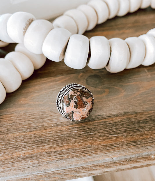 Leopard Skin Jasper Sterling Silver Plated Ring