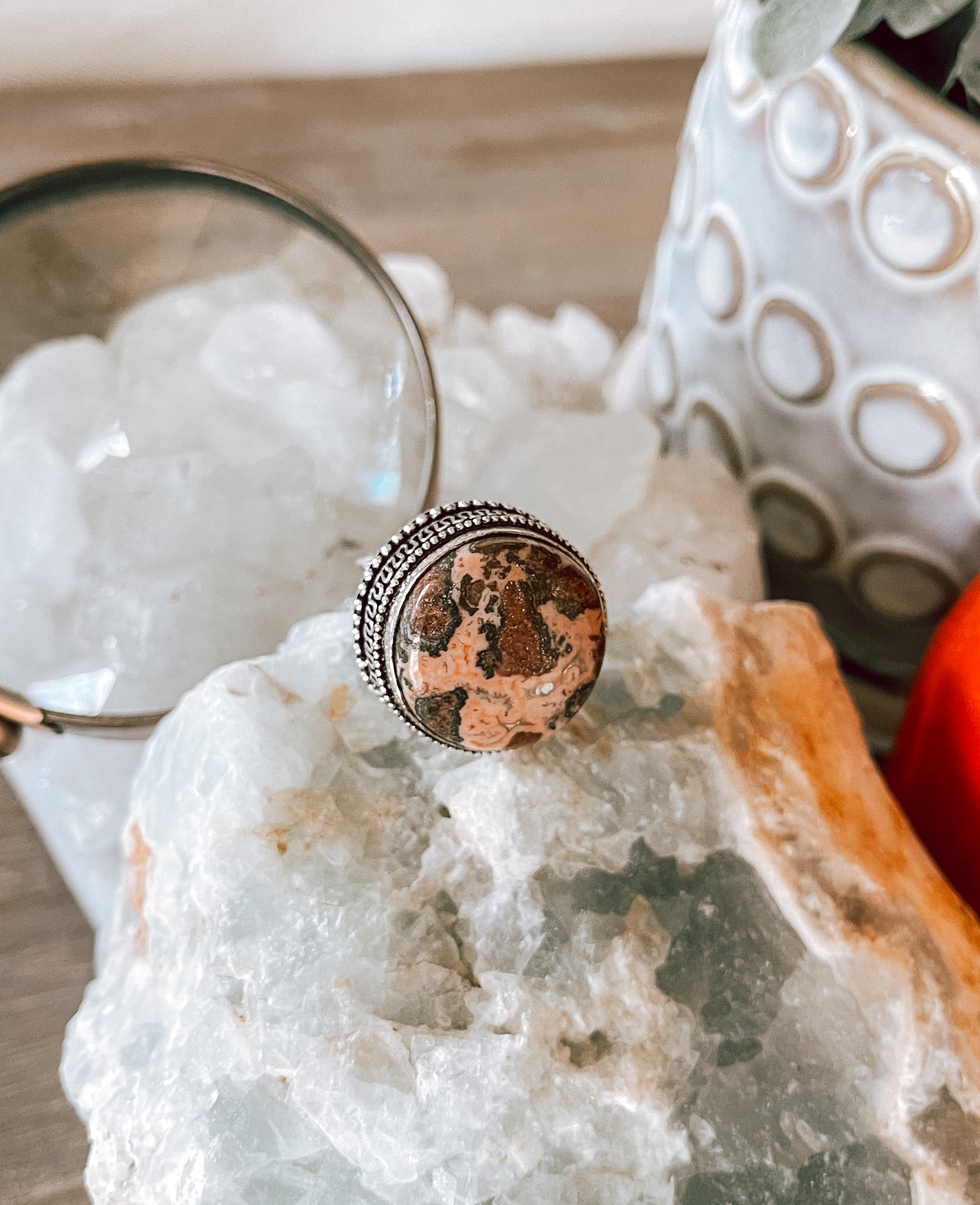 Leopard Skin Jasper Sterling Silver Plated Ring