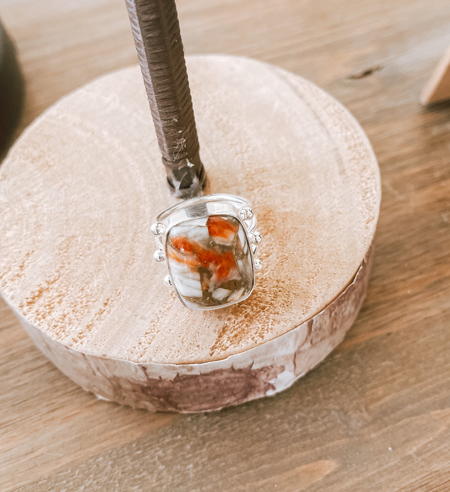 Oyster Copper Turquoise Sterling Silver Ring