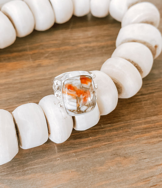 Oyster Copper Turquoise Sterling Silver Ring