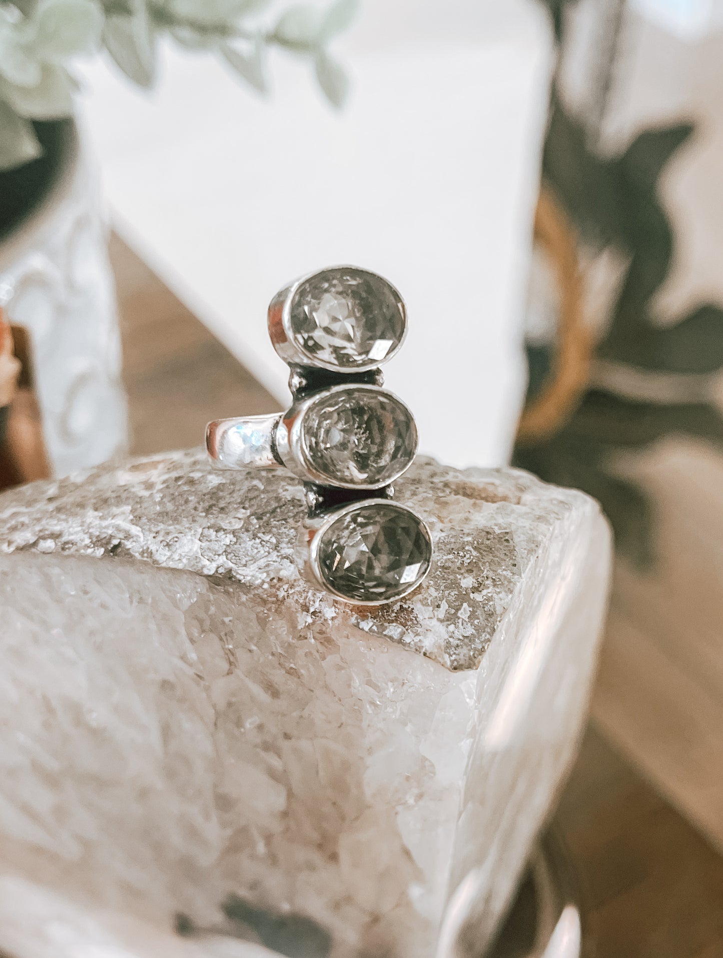 White Topaz Sterling Silver Ring