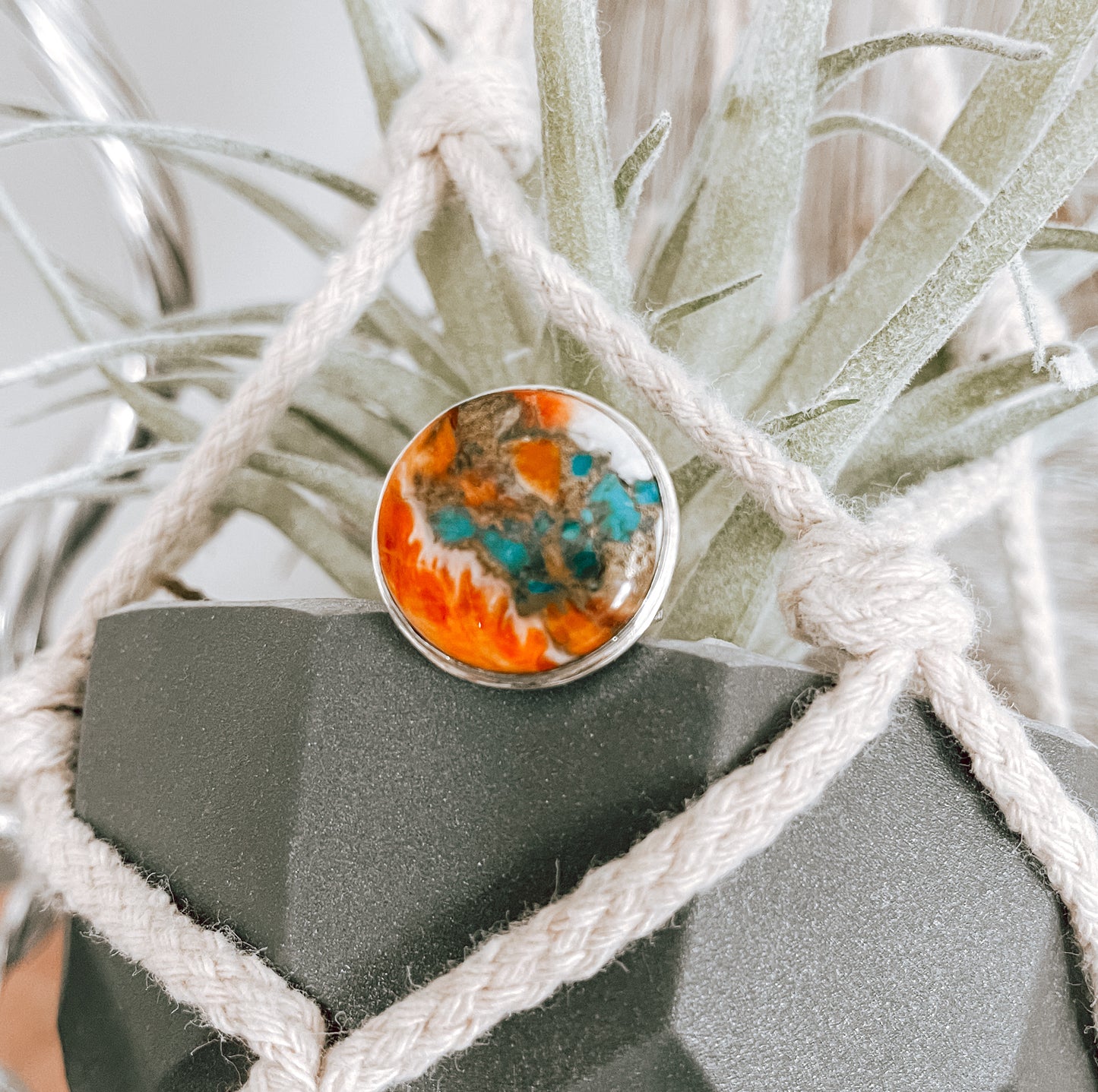 Oyster Copper Turquoise Sterling Silver Ring